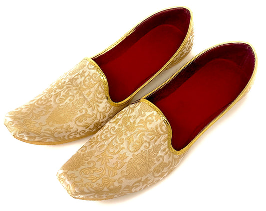 BombayFlow SRK Punjabi Jutti Gold Shoes Flats Handmade - Khussa Shoes Jutti - Indian Wedding, Mojari Shoes, Sherwani Kurta, Indian Bridal Shoes